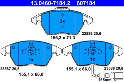 ATE - 13046071842-ATE - Brake Pad Set, disc brake