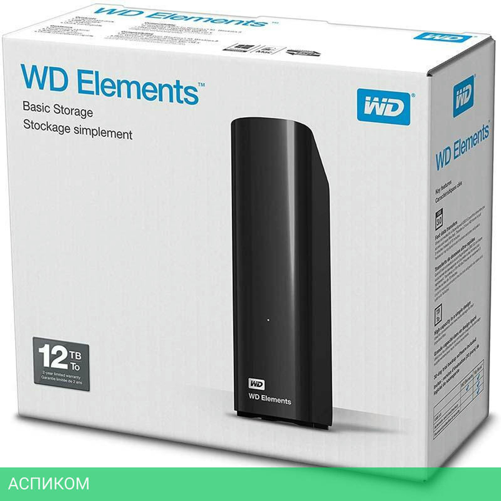 Внешний накопитель WD Elements Desktop 12ТБ (WDBWLG0120HBK-EESN)