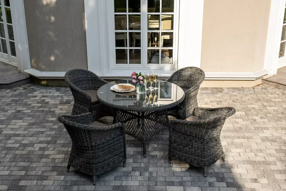 "Равенна" обеденная группа плетеная, цвет графит