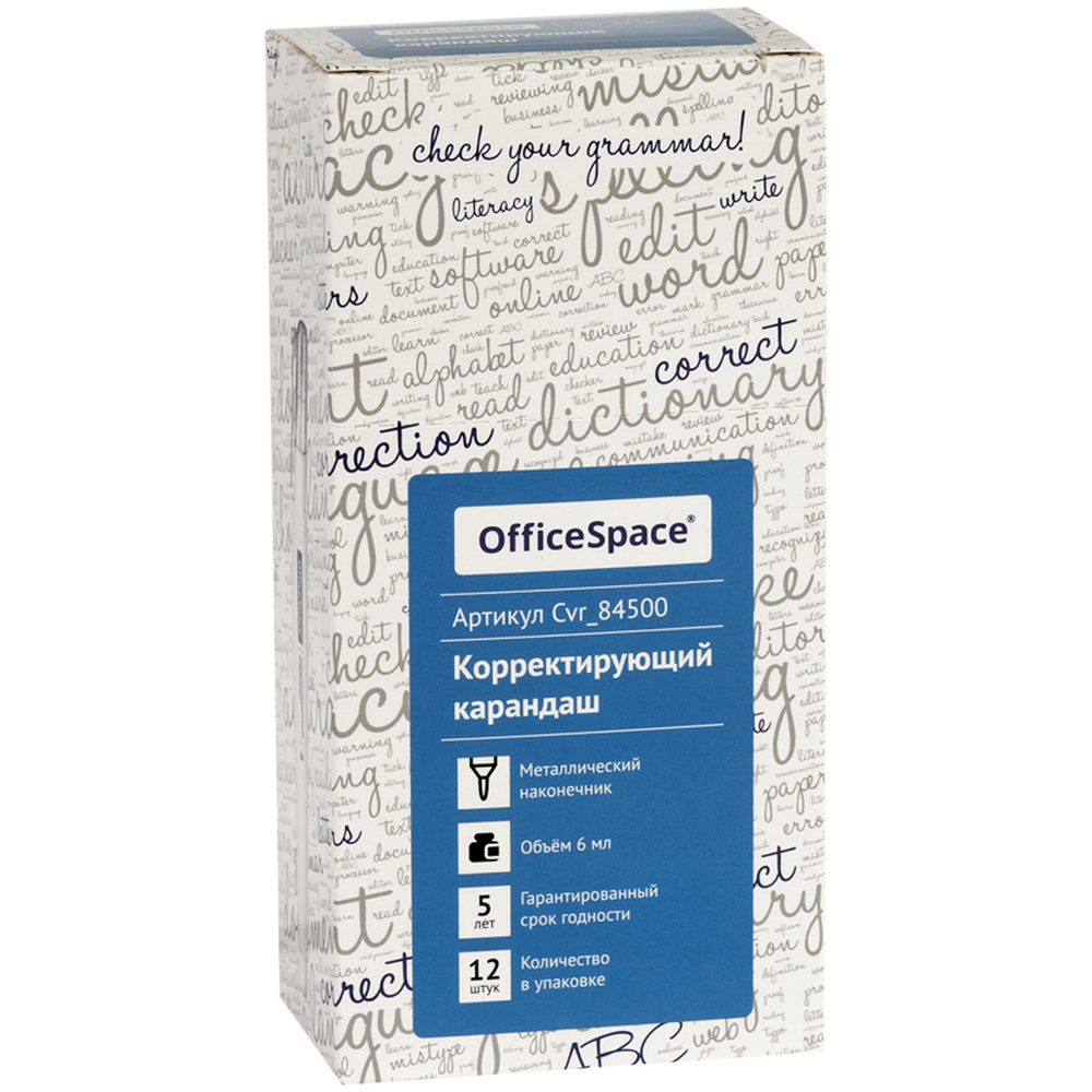 Корректирующая ручка OfficeSpace, 6 мл, металлический наконечник