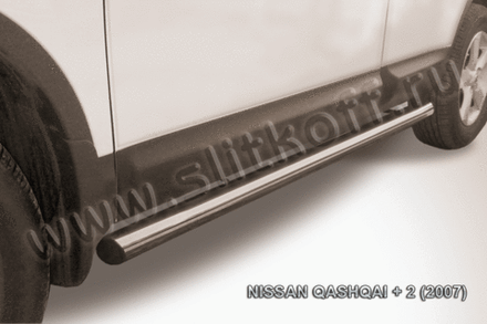 Пороги из нержавейки Nissan Qashqai+2 (2008-2010) d76 труба