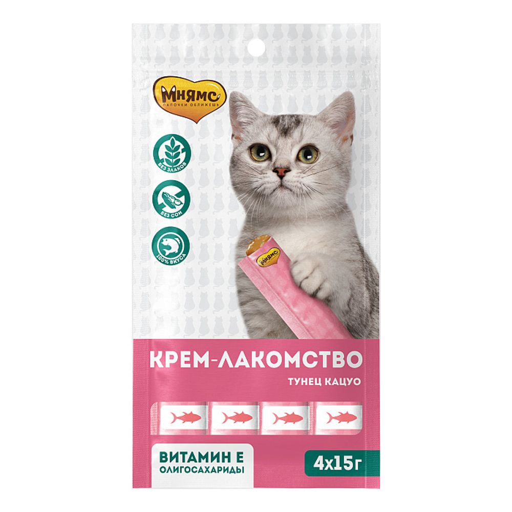 Лакомство для кошек 15г*4 Мнямс Крем-лакомство Тунец Кацуо