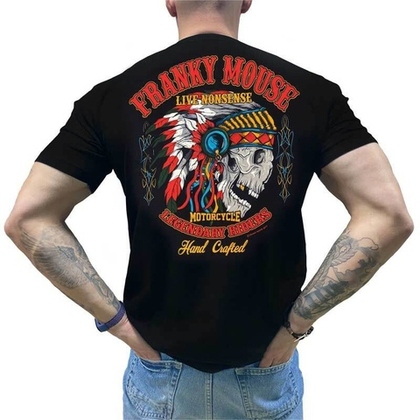 Футболка Franky Mouse Live nonsense Hand Crafted (Сзади индеец) (S / черный)