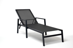 "Парма" шезлонг из алюминия темно-серый (RAL7024) муар, ткань текстилен серая
