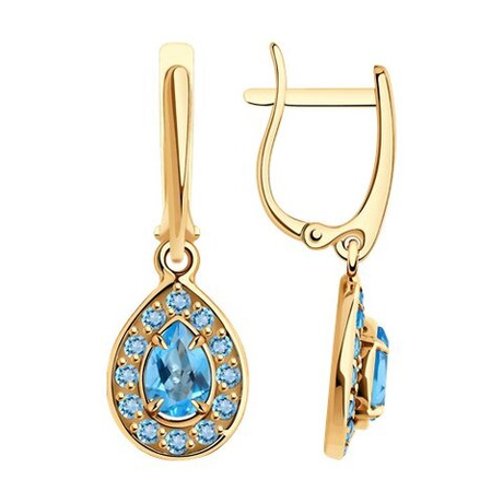 Серьги из золота с топазами