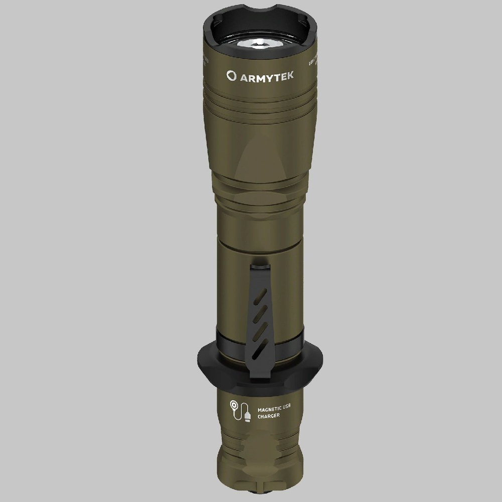 Фонарь светодиодный тактический Armytek Dobermann Pro Magnet USB Olive, 1400 лм, теплый свет, аккуму