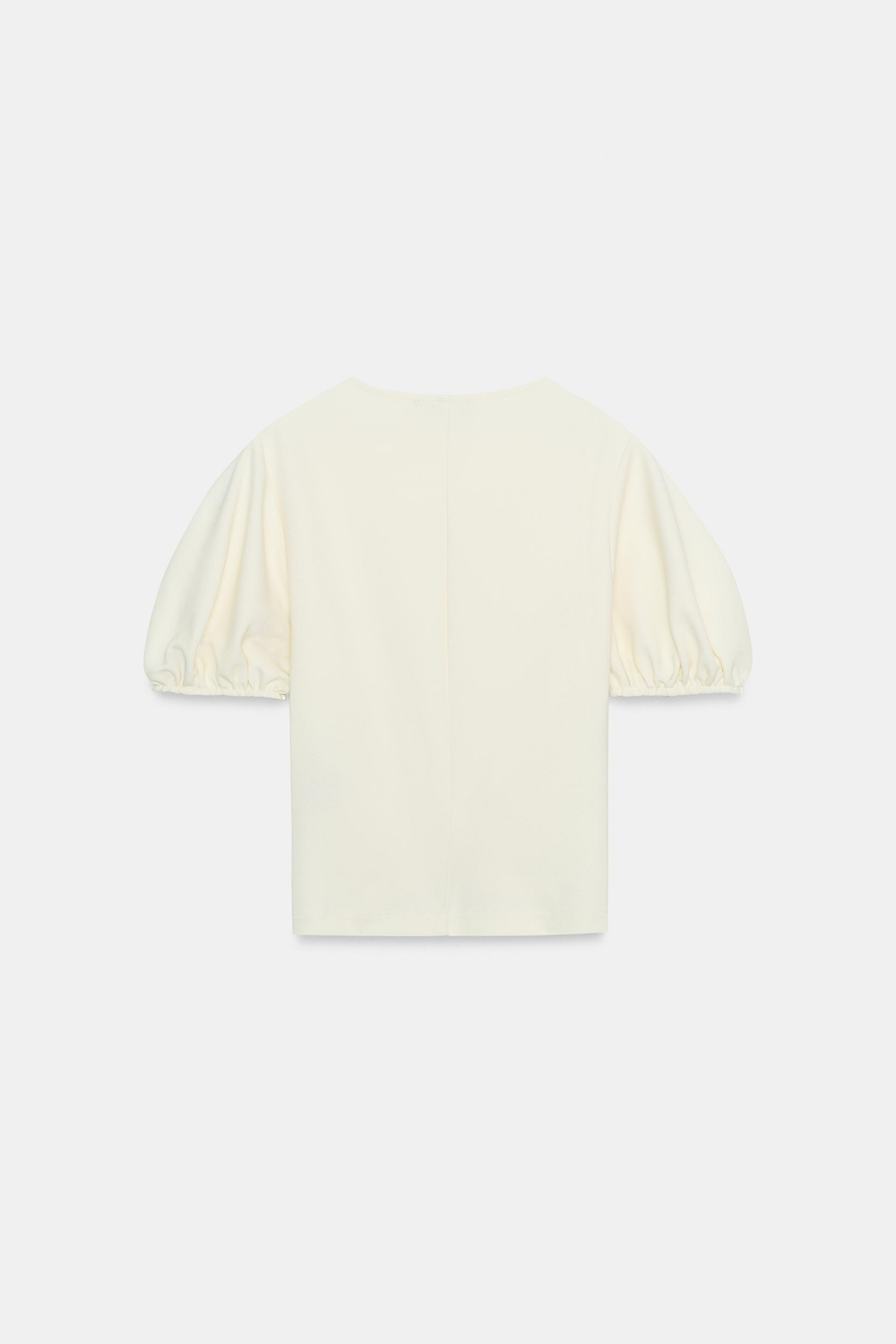 ZARA ТОП С ОБЪЕМНЫМИ РУКАВАМИ, ЭКРЮ