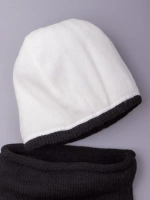 Шапка детская зимняя вязаная с помпоном и снуд