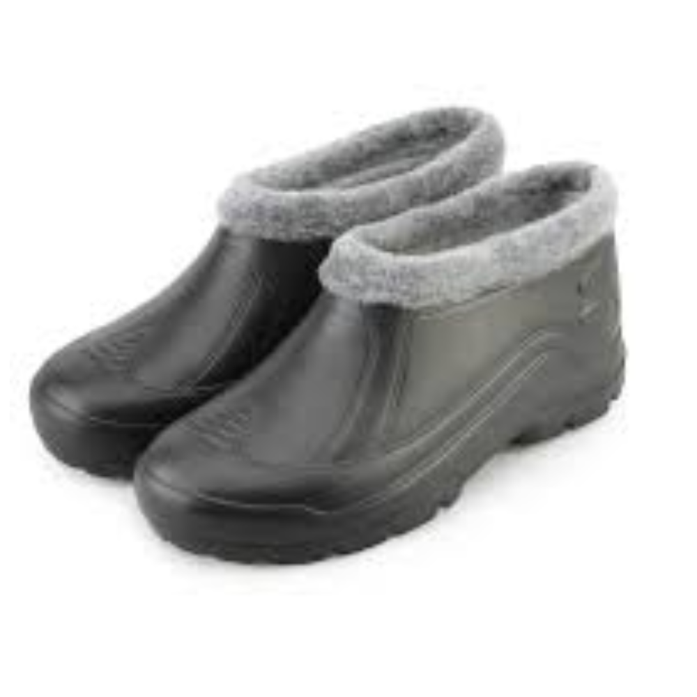 Калоши черные серый мех