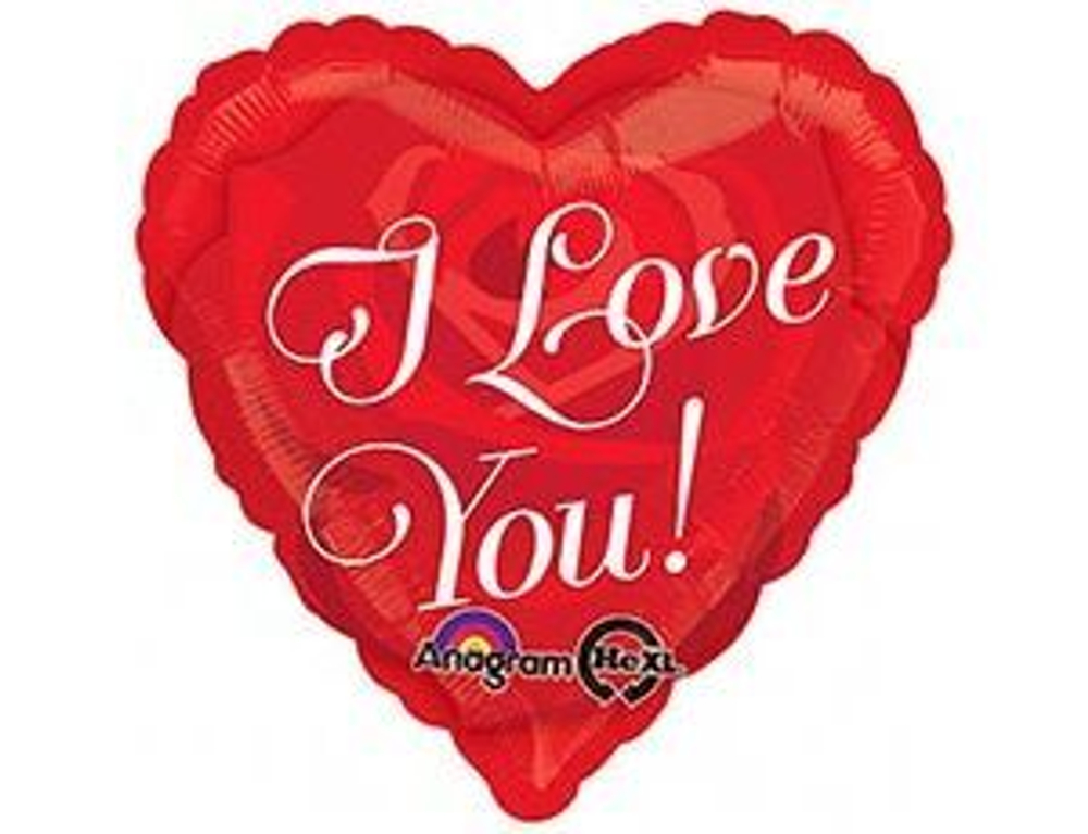 А 18" ILY Сердце с розой S40