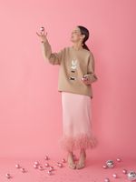 ЮБКА САТИНОВАЯ С ПЕРЬЯМИ PINK