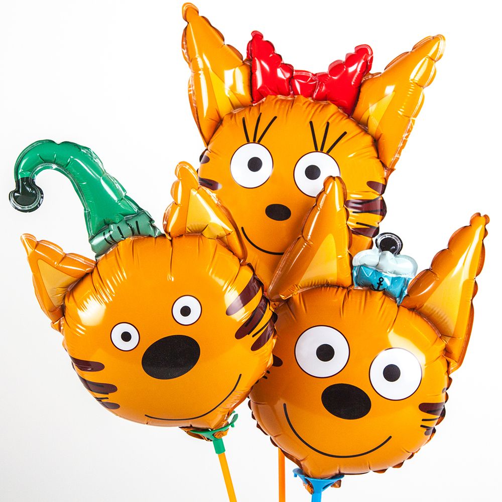 Шар с клапаном (10''/25 см) Мини-фигура, Голова, Три Кота, Карамелька 1 шт.