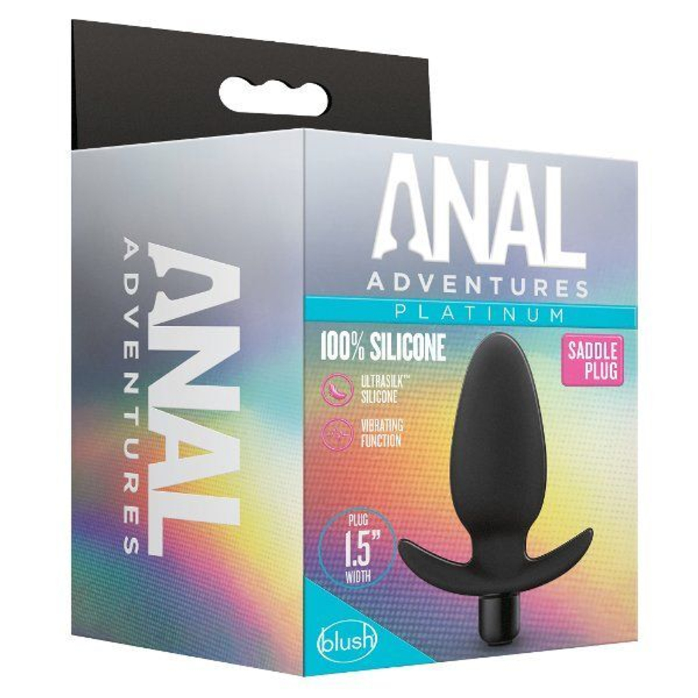 Черная анальная вибропробка Silicone Saddle Plug - 12,1 см. (Цвет: черный)