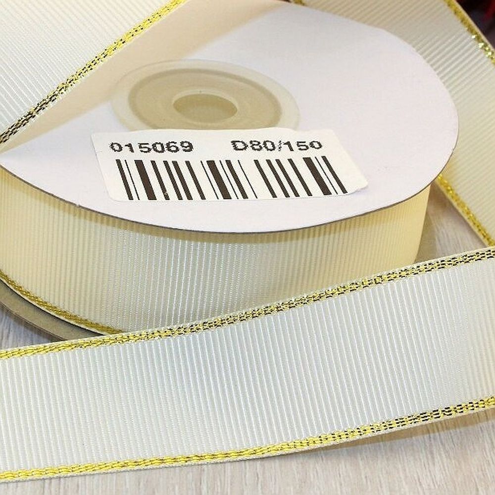 Лента Золотая кайма 2,5см*45ярд КРЕМ