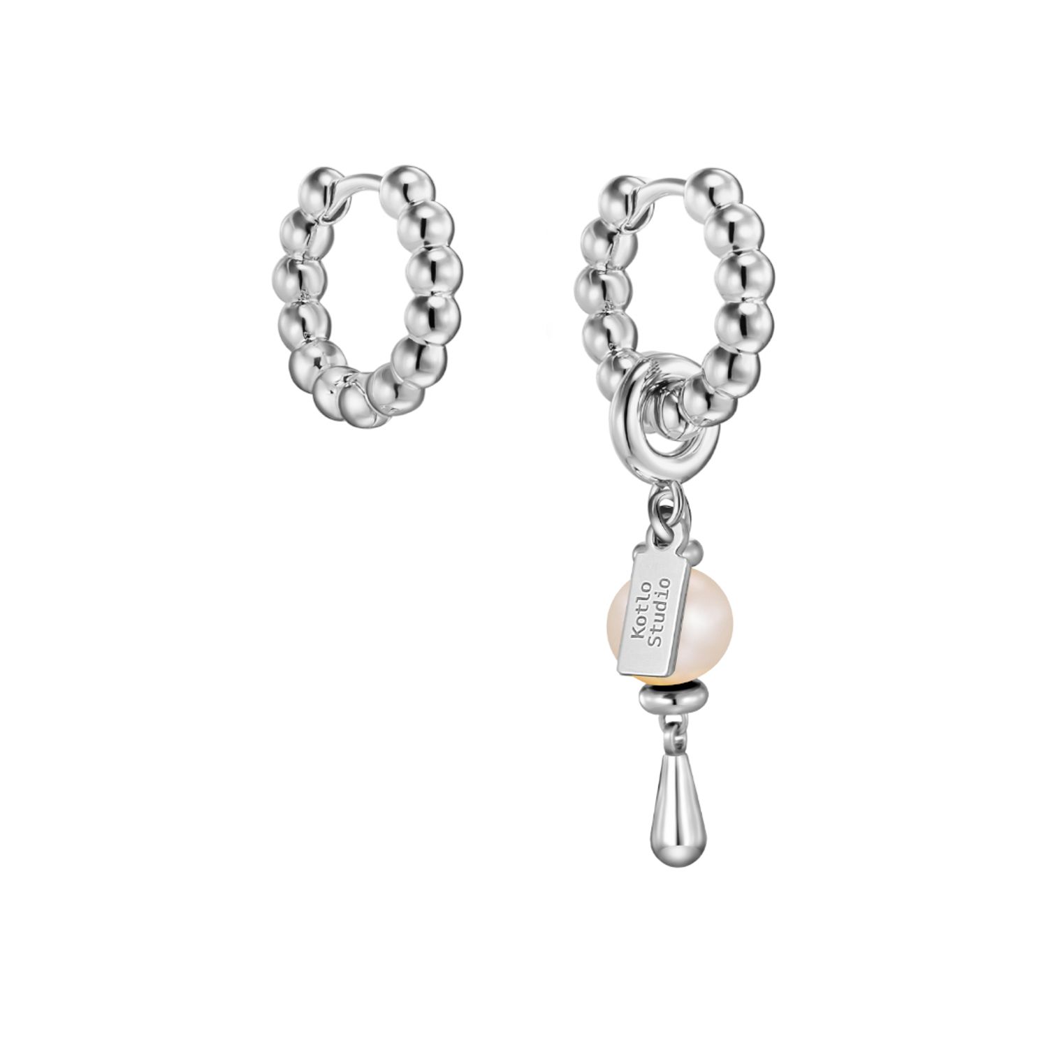 Серьги Pearl Drop Silver-White Earrings