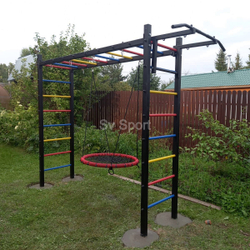 Монтаж уличной шведской стенки Sv Sport Рукоход (4 вертикальных столба)