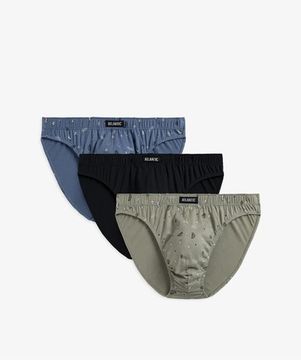 Мужские трусы (3шт) слипы спорт Atlantic 3MP-164, светлый хаки + черный + голубой