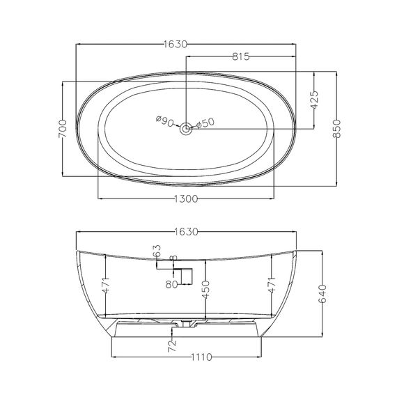 Карбоновая ванна ABBER Karbon AK9001-1.7 черная