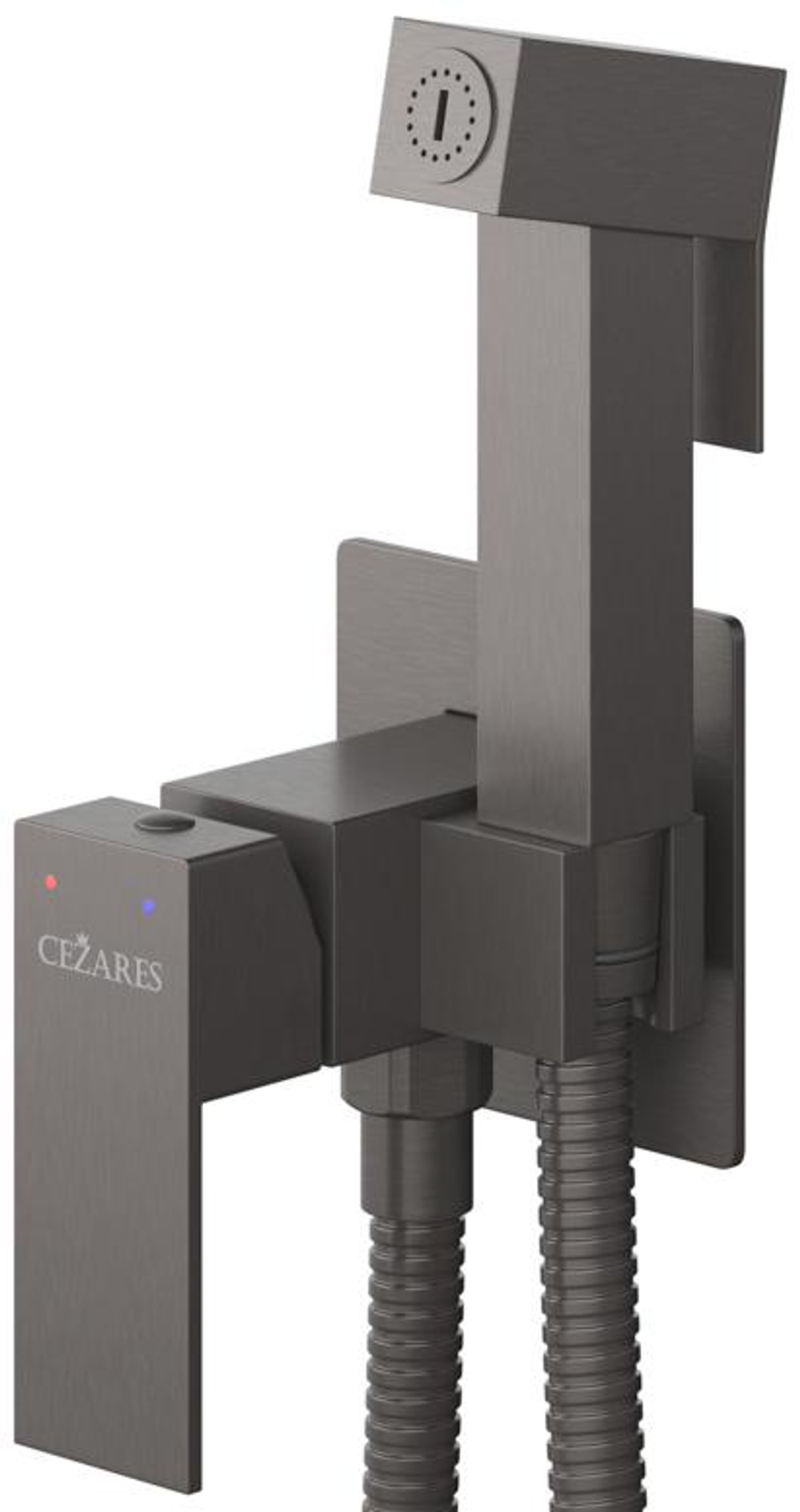 Встроенный смеситель Cezares SLIDER-DIF-GM с гигиеническим душем, оружейная сталь