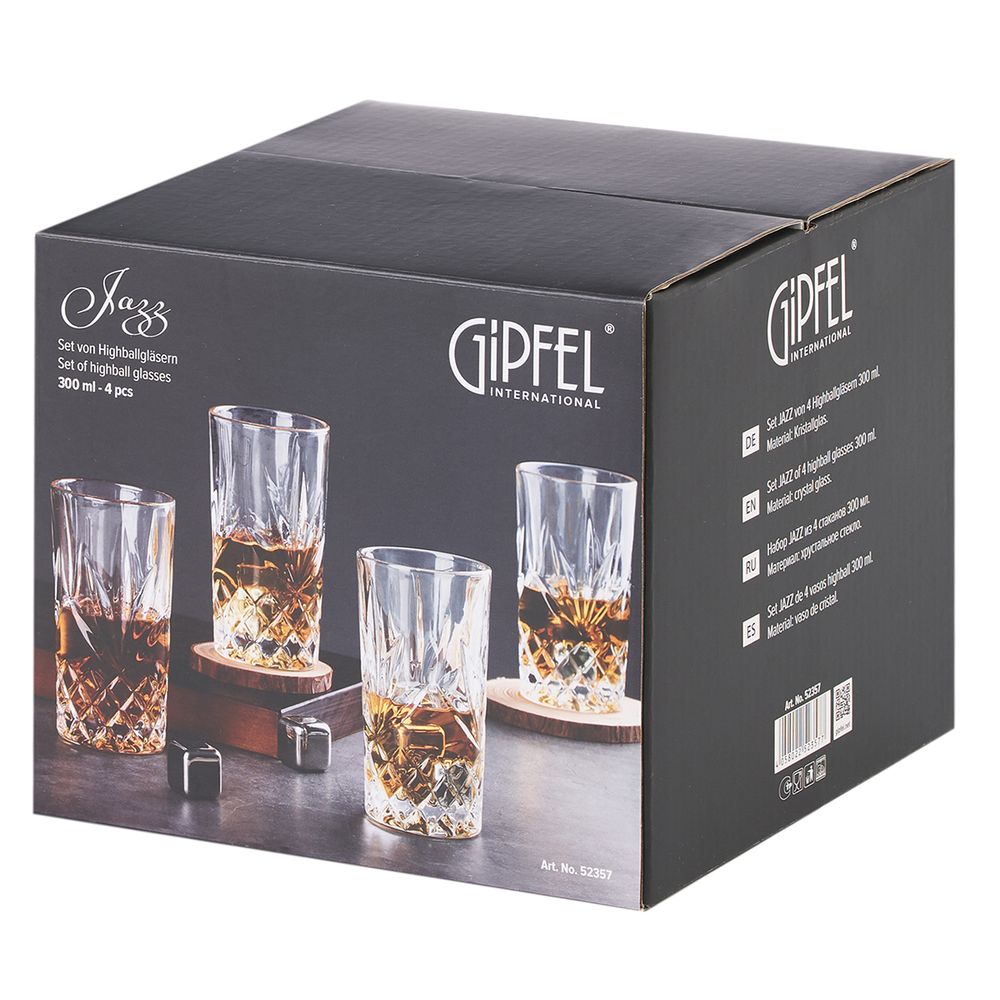 Набор из 4 стаканов для виски Gipfel Jazz 52357 300 мл