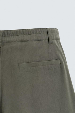 ZARA КОСТЮМНЫЕ БРЮКИ RELAXED FIT, ЭКРЮ/ХАКИ