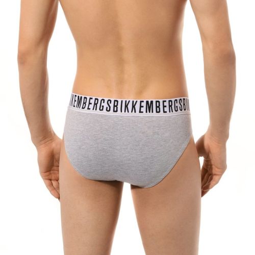 Мужские трусы брифы серые набор 2 в 1 Bikkembergs ESSENTIAL BKK1USP01BI/2