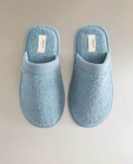 ZARA HOME ДЕТСКИЕ МАХРОВЫЕ ТАПОЧКИ, СИНИЙ