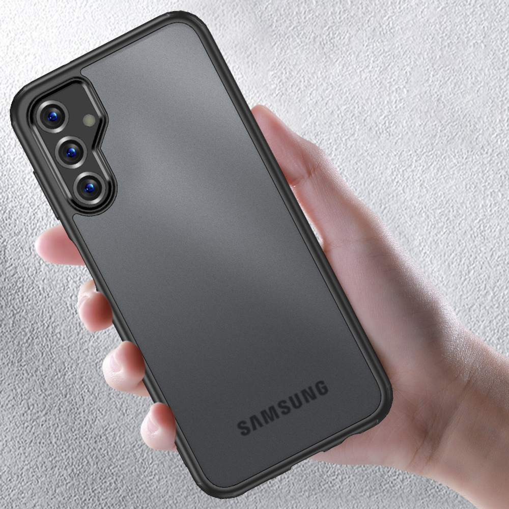 Чехол для Samsung Galaxy S23 FE черный с прозрачной матовой задней панелью WLONS