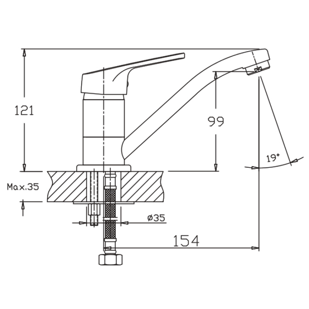 Смеситель для кухни 35к HB4516 HAIBA б/отв п/шпильку^