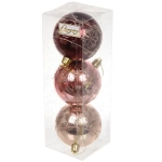 Новогодние шары 7см (набор 3шт) «Ажур», шампань/роз.золото/рубин