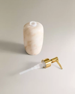 ZARA HOME ДОЗАТОР ДЛЯ МЫЛА С МРАМОРНЫМ УЗОРОМ, ЭКРЮ
