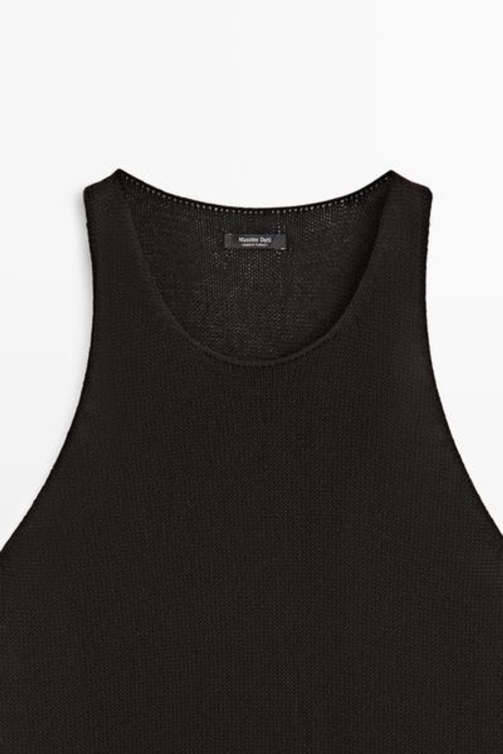 Massimo Dutti Вязаный топ без рукавов с горловиной халтер, черный