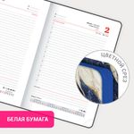 Ежедневник датированный 2025 А5 138x213 мм BRAUBERG "Vista", под кожу твердый, "Blue Marble", 115871