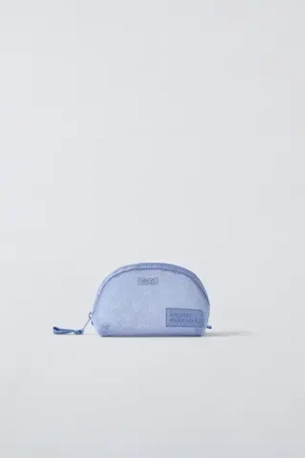 ZARA НЕСЕССЕР МИНИ-ФОРМАТА ИЗ СЕТЧАТОЙ ТКАНИ, СИНИЙ