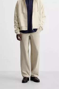ZARA БРЮКИ-ДЖОГГЕРЫ STRAIGHT FIT, БЕЖЕВЫЙ