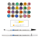 Маркер для скетчинга, двусторонние, Basir, круглые, 12 мм, спиртовые, 24 шт