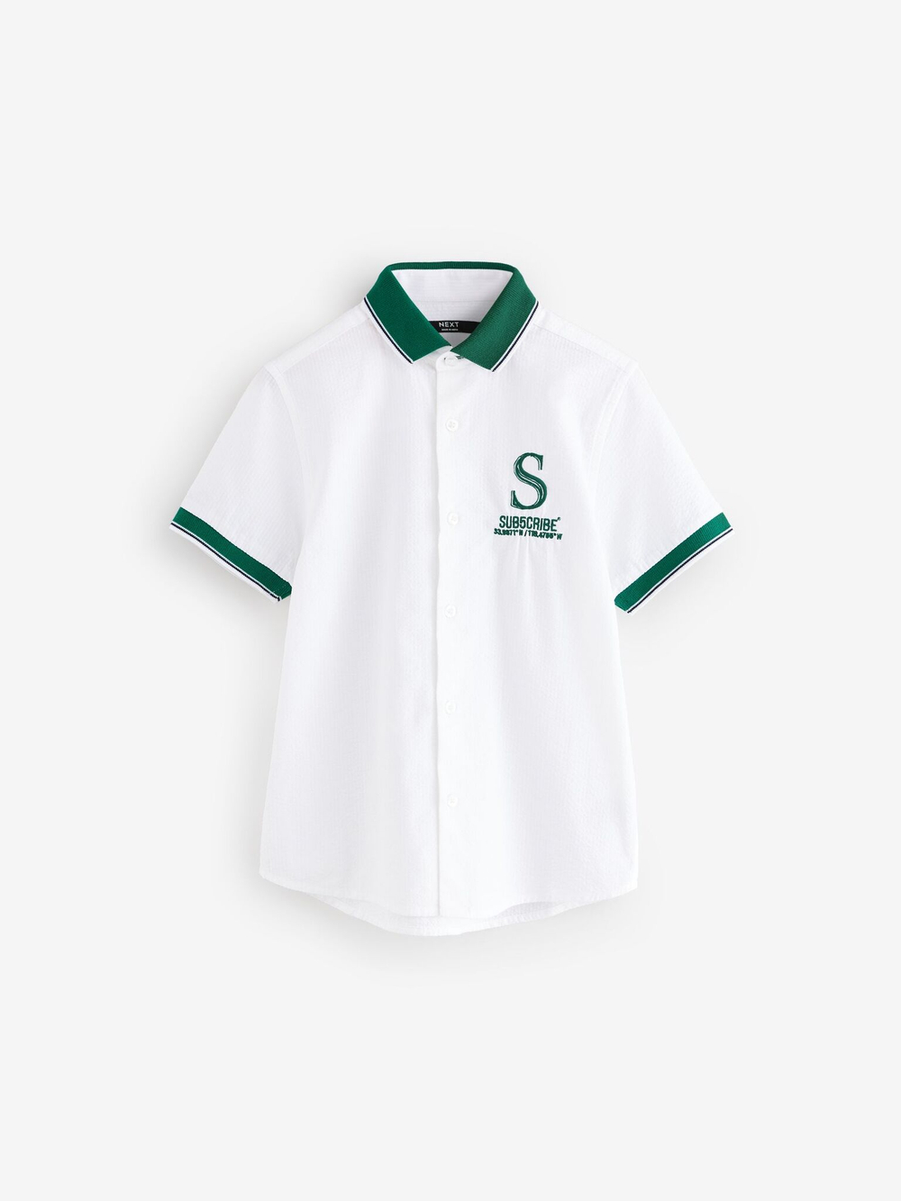 Рубашка с коротким рукавом для мальчика Next E32-327, Белый, Зеленый