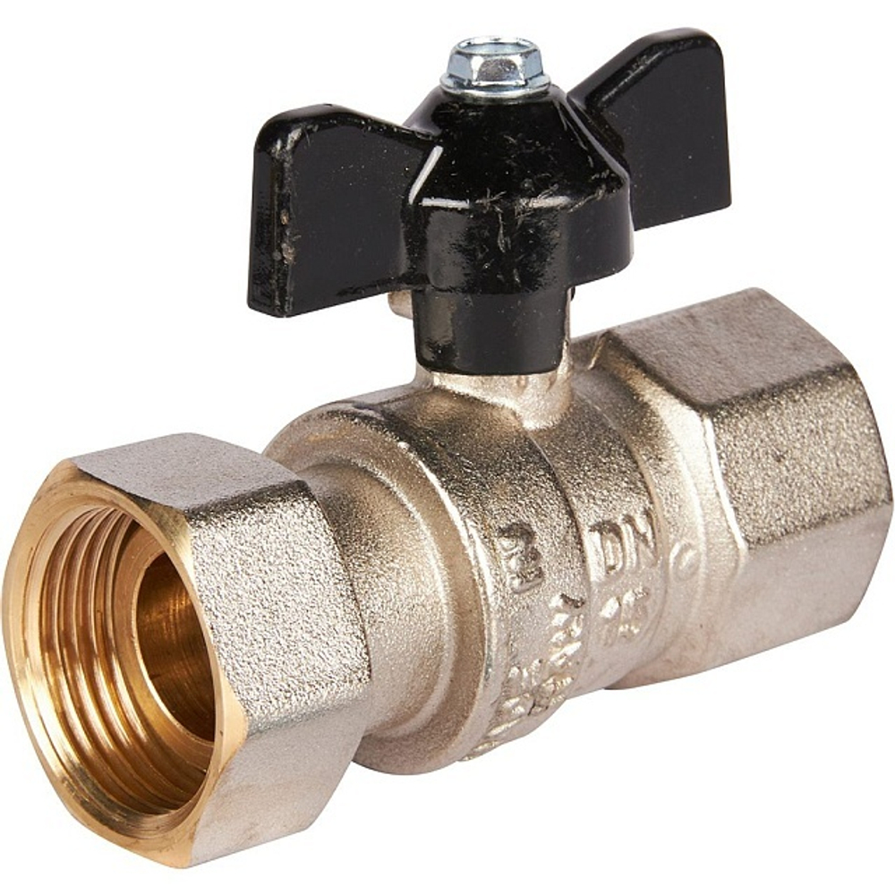 Кран шаровой с накидной гайкой STOUT 3/4"x3/4" ВР/накидная гайка (бабочка)