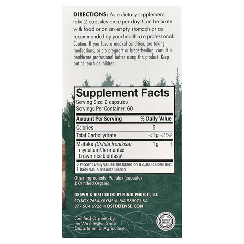 Host Defense, Mushrooms™, гриб-баран, 120 капсул (0,5 г в 1 капсуле)