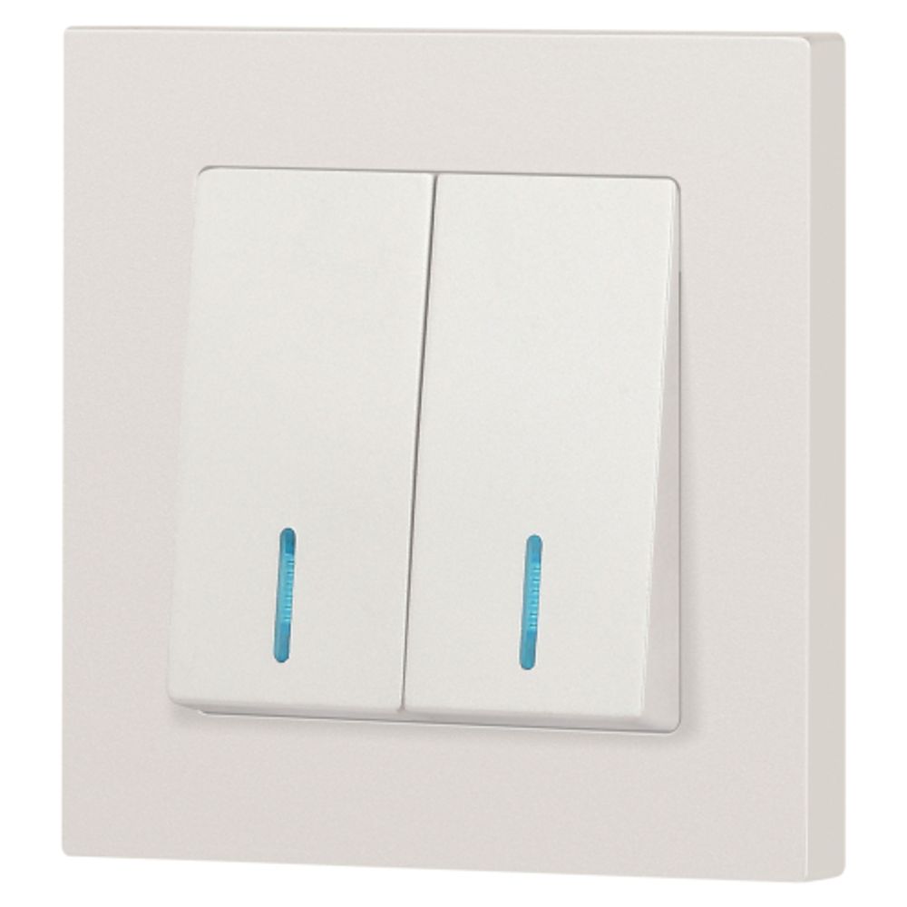 Выключатель Intro Accent 6-105-06 двойной с подсветкой, 10А-250В, IP20, СУ, AL/CU, перламутр