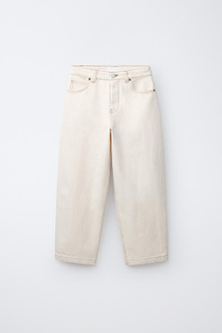 ZARA ДЖИНСЫ BAGGY С РЕЛЬЕФНОЙ СТРУКТУРОЙ, ЭКРЮ