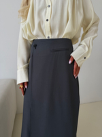 Юбка карандаш с запахом серый