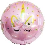 Шар (18"/46 см) Круг, Цветочный единорог, Розовый