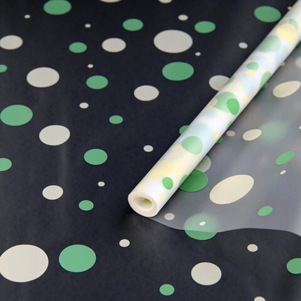 Пленка мат-я "Конфетти" 60см*200гр НЕЖНО-САЛАТОВЫЙ/КРЕМ