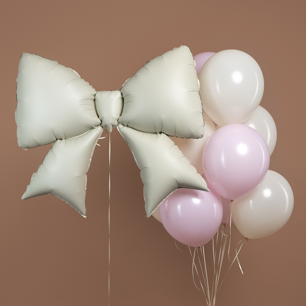 Фольгированный шар-фигура «Бант» в кремовом цвете, сатин, 99 см
