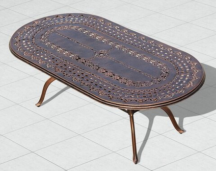 Овальный стол Gera из литого алюминия на 8 персон, античная бронза