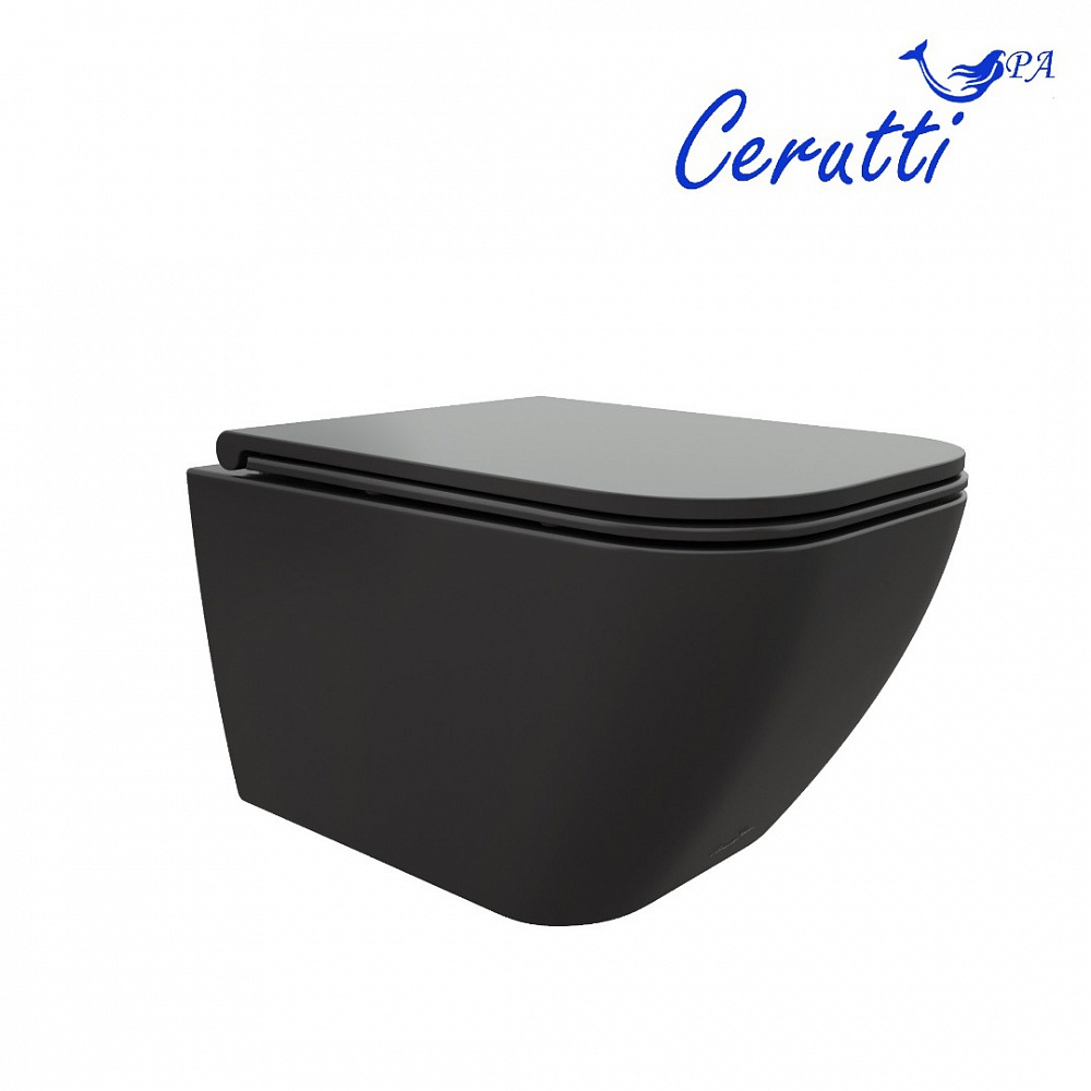 Унитаз подвесной Ceruttispa МИМИ (MIMI) Aria MB CT8920 черный матовый, ТЕРМООБЖИГ (не плёнка) безободковый (510х350х355)