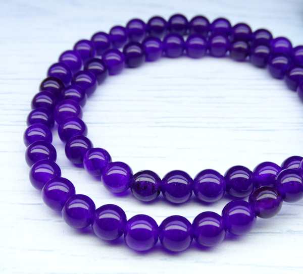 ПК076НН6 Бусины из природного камня кварц (фиолетовый), размер: 6 мм, 15 шт.