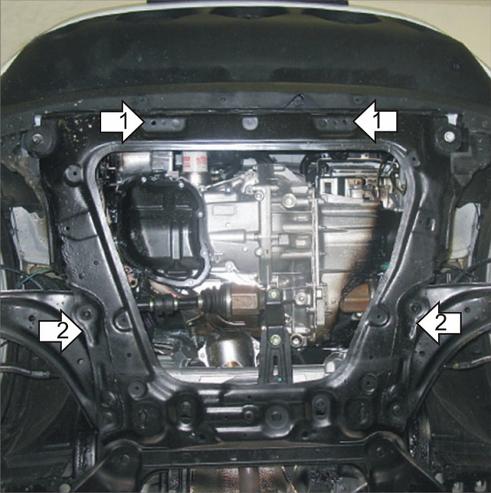 Стандартная защита Motodor картера Двигателя, КПП. 1,5 мм, Сталь. для Nissan Juke 2013-2019, Nissan Juke 2010-2013 арт.51409