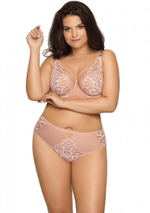 Бюстгальтер на косточках с контрастной молочной вышивкой (Размер: 80C) (Цвет: бежевый)